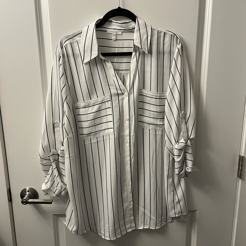 Maurices Black and White Striped Shirt